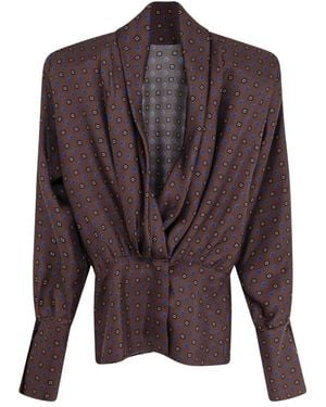 The Seafarer Zijden Blouse Met Sjaalkraag - Bruin