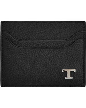 Tod's Accessoires ,Zwart ,Leer T Timeless Pebbled-Leather Card Holder