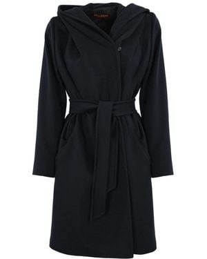 Max Mara Abrigo Azul De Lana Con Capucha, Mujer, Talla - Negro