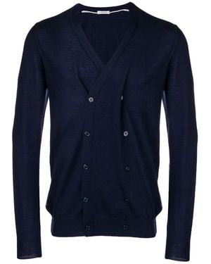 Paolo Pecora Zweireihige Strickjacke Mit V-Ausschnitt - Blau