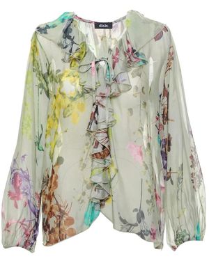 Dixie V-Hals Blouse Met Ruches - Groen