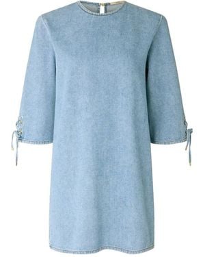 Sessun Denim Jurk Tot Op De Knie - Blauw