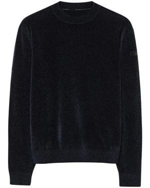 Rrd Samt-Rundhals-Strickpullover - Schwarz