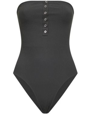 TOTEME Geribbelde Strapless One-Piece Badpak - Zwart