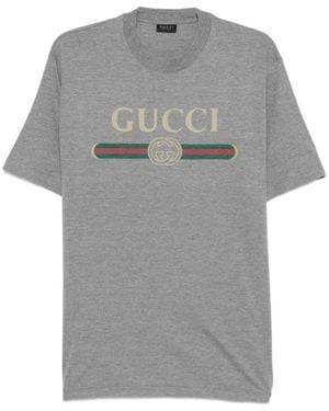Gucci Logo Katoenen T-Shirt - Grijs