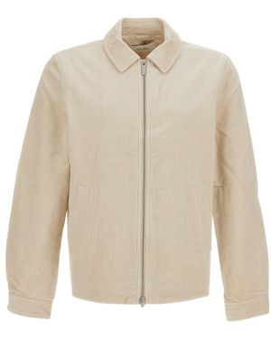 Les Deux Jassen ,Katoen Corduroy Zipper Coach Jacket - Wit