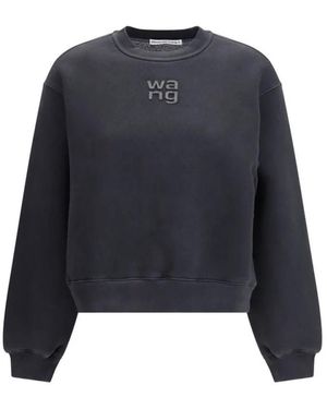 Alexander Wang Hoodies & Sweatvesten ,Zwart ,Katoen Crystal Hotfix Logo Sweatshirt - Blauw