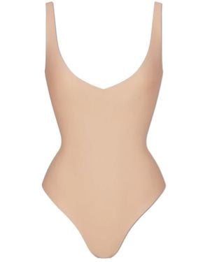 Skims Ondergoed ,Katoen Plunge Bodysuit - Wit