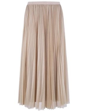 Fabiana Filippi Geplooide Tule Midi Rok - Naturel