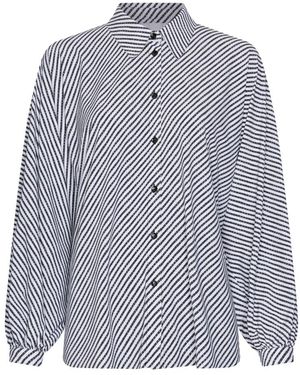 JAPANTKY Iwai Diagonal Stripe Blouse - Blauw