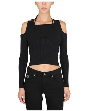 Versace Jeans Couture Katoenen Shirt Met Blote Schouders - Zwart
