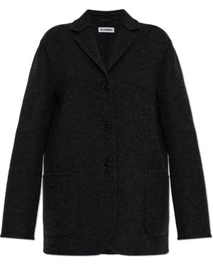 Jil Sander Jassen ,Zwart ,Wol Wool Herringbone Blazer