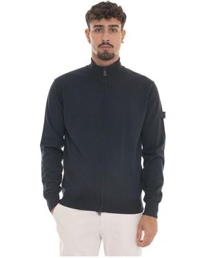 Peuterey Cardigan Mit Doppeltem Reißverschluss Und Ellbogenpatches - Blau