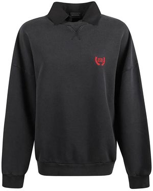 Balenciaga Geborduurde Logo Polo Hals Trui - Zwart