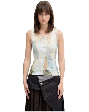 ANDERSSON BELL Vis & Vlinder Kant Geborduurd Tanktop - Wit