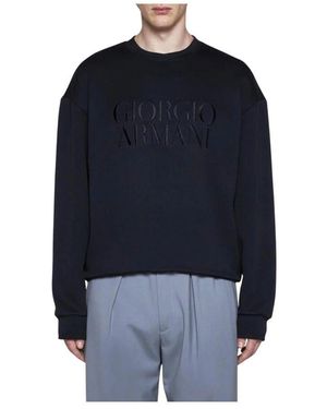 Giorgio Armani Blaue Logo-Bestickter Sweatshirt