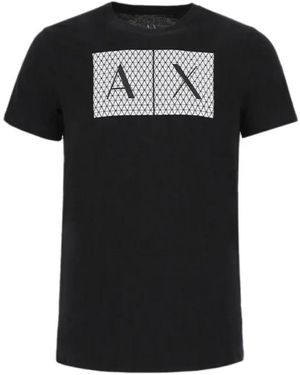 ARMANI EXCHANGE Casual Baumwoll T-Shirt - Schwarz