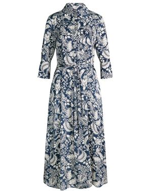 Joop! Kleedjes ,Blauw ,Satijn Viscose Blousejurk Met Plantmotief