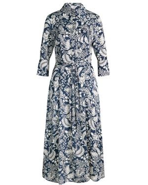 Joop! Viskose Hemdblusenkleid Mit Pflanzenmotiv - Blau