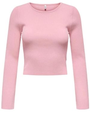 ONLY Truien & Vesten ,Roze ,Nylon Long Sleeve Round Neck Truien
