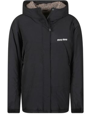 Miu Miu Jassen ,Zwart ,Pongé Down Jacket
