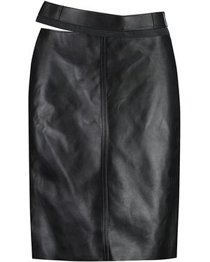 Fendi Rokken ,Zwart ,Leer Leren Rok Met Uitsnijding En Split