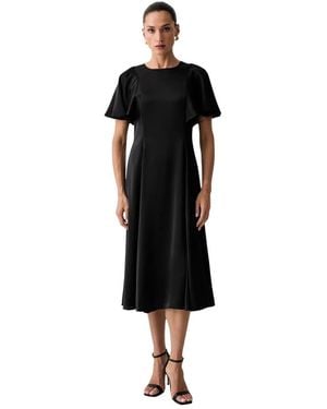 Michael Kors Kleedjes ,Zwart ,Satijn Cape Mouw Satin Midi Jurk