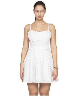Michael Kors Kleedjes ,Wit ,Katoen Smocked Katoen Poplin Tank Jurk