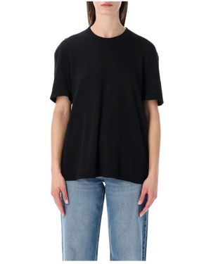 James Perse Tops ,Zwart ,Katoen Crepe Oversized Ss Tee