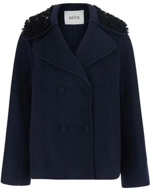 Jucca Mantel Mit Verziertem Kragen - Blau