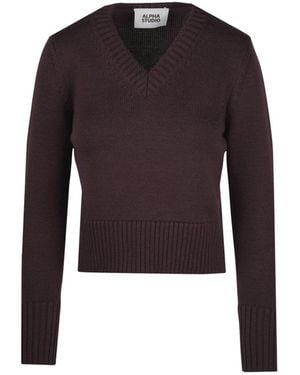 Alpha Studio V-Neck Knitwear - Nero