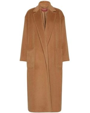Max Mara Jassen ,Bruin ,Wol Lange Wol Beaver Jas