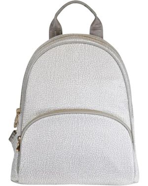 Borbonese Tassen ,Wit ,Leer Backpack Medium - Grijs