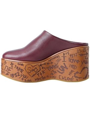 Chloé Schoenen ,Rood ,Leer Maxime Wedge Mules