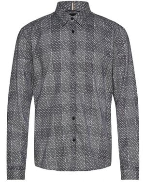 BOSS Patroon Casual Shirt - Grijs