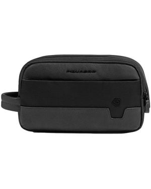 Piquadro Kulturbeutel Mit Zwei Fächern - Schwarz