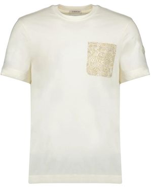 Moncler Tops ,Katoen Paisley Print Katoenen T-Shirt - Wit