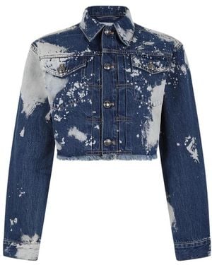 Vivienne Westwood Jassen ,Blauw ,Denim Cropped Denim Jas