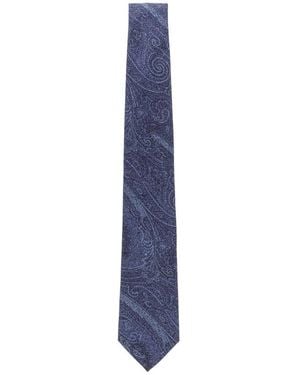 Etro Paisley Zijde Jacquard Stropdas - Blauw
