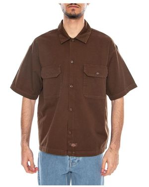 Dickies Overhemden ,Bruin ,Katoen 247 Gd Work Shirt Ss