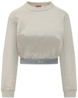KENZO Hoodies & Sweatvesten ,Grijs ,Cropped Sweatshirt