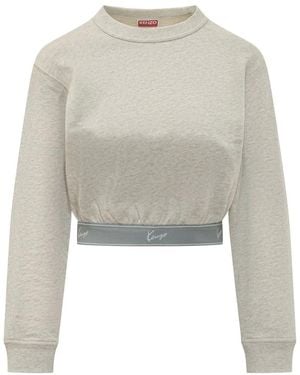 KENZO Hoodies & Sweatvesten ,Grijs ,Cropped Sweatshirt