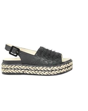 Espadrilles Flat Sandals - Schwarz
