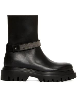 Fabiana Filippi Schwarze Lederstiefel Mit Reißverschluss