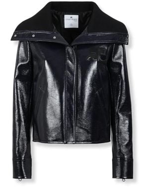 Courreges Jas Met Hoge Kraag En Ritssluiting - Zwart