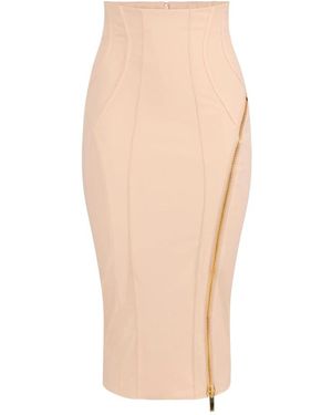 Elisabetta Franchi High-Waisted Kokerrok - Naturel