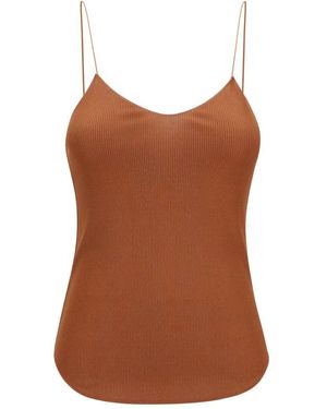Forte Forte Geripptes Top Mit V-Ausschnitt - Braun