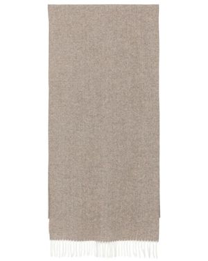 La Fileria Accessoires ,Grijs ,Wol Visgraat Sjaal Met Franjes - Bruin