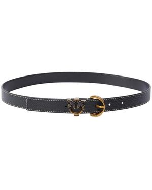 Pinko Accessoires ,Zwart ,Leer Love Birds Riem - Blauw