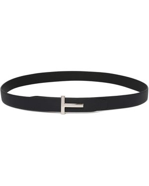 Tom Ford Accessoires ,Zwart ,Leer Omkeerbare Leren Riem